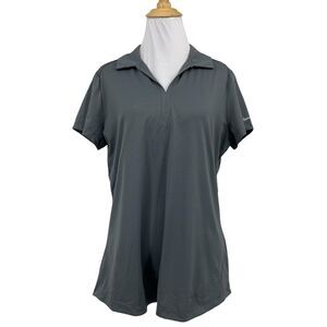 Nike Polo Shirt Womens L Large Grey Golf Dri Fit Legacy Collared Split Neck